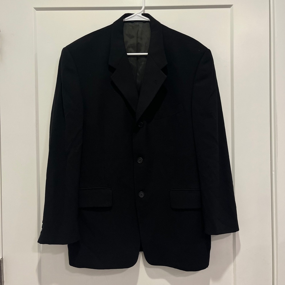 Kenneth Cole New York Mens Black 3 Button Blazer Suit Jacket Professional Formal